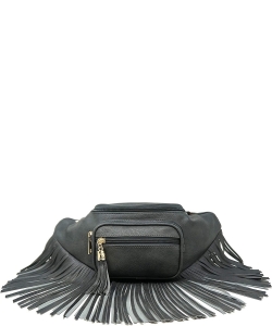 Designer Chic Fringe Waist Bag KL088 CHARCOAL GRAY
